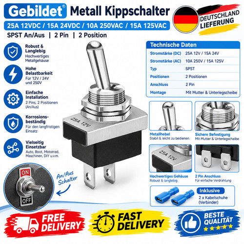 Kippschalter metall 25a 12v - kippschalter,